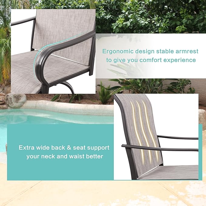Vongrasig 6 Piece Patio Swivel Bar Chairs, All Weather Metal Textile High - Image 4