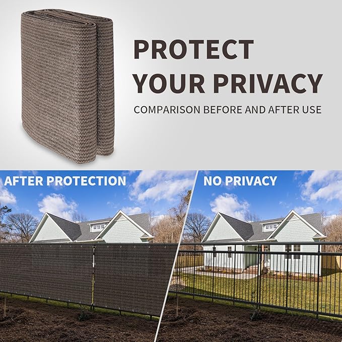 LOVE STORY Custom Size 3.3'x6' Brown Balcony Privacy Screen, UV Block Privacy - Image 5