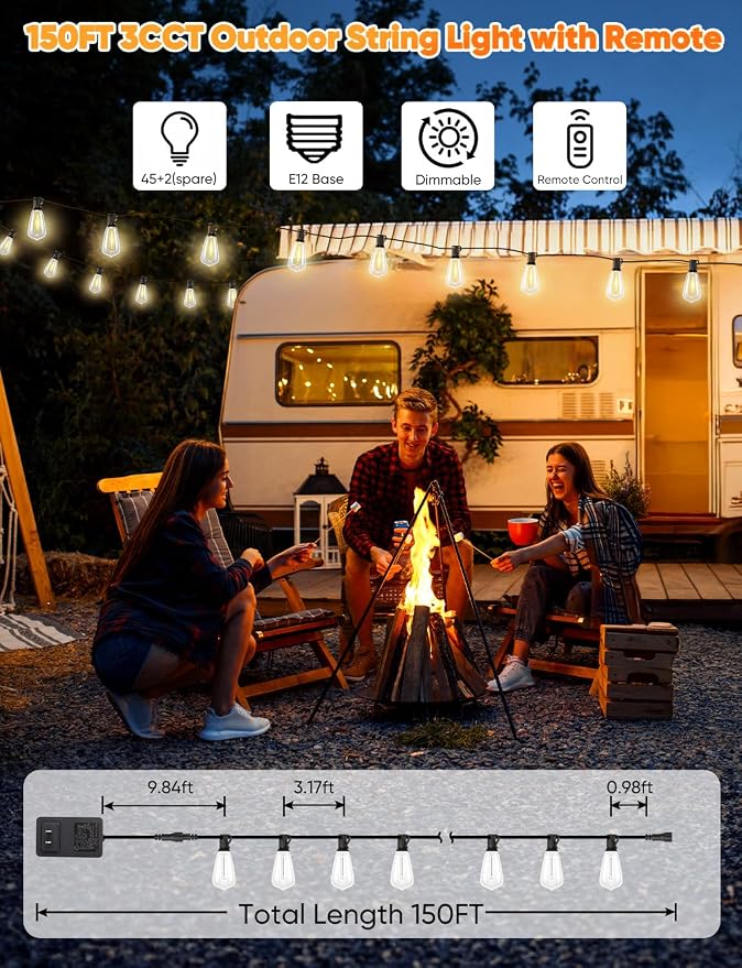 Brightever 3 Color in 1 Outdoor String Lights - Image 5