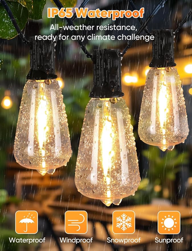 Brightever 180FT LED Outdoor String Lights, Dimmable Patio Lights - Image 6
