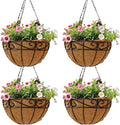 4 Pack 12 Inch Hanging Baskets for Plants Outdoor Metal Hanging Planter Hanging by Qusuxi