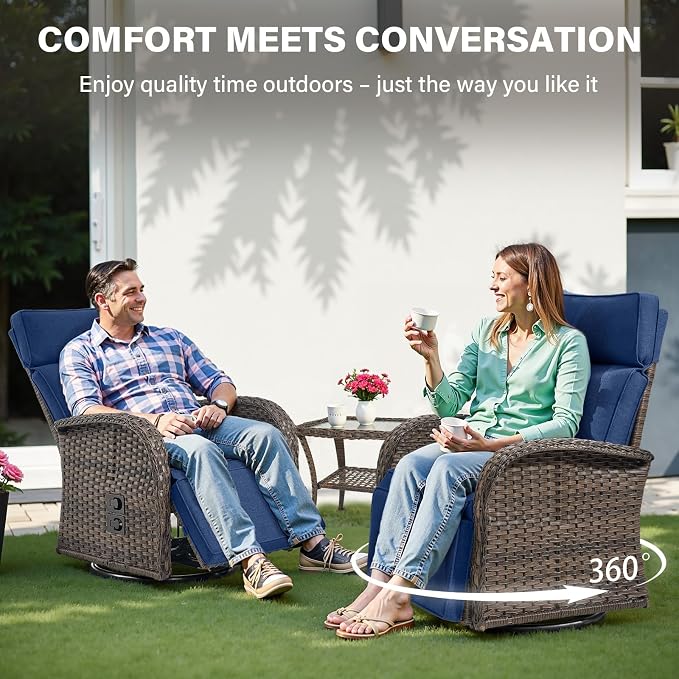 Belord Dual-Adjust Outdoor Swivel Recliner Chair – Wicker Reclining Patio Chair - Image 7