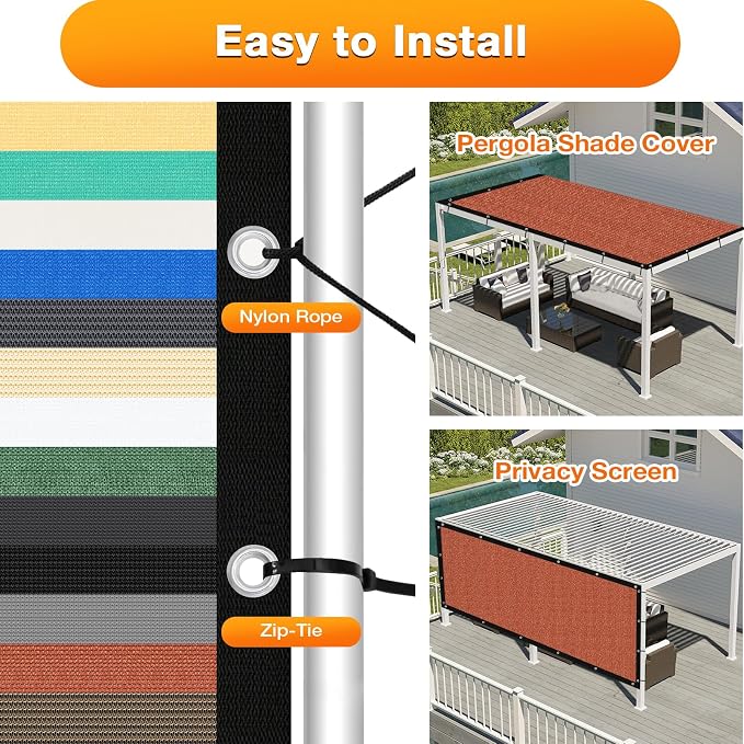 Artpuch 90% Sun Shade Cloth, 12 x 14 FT Pergola Shade Cover Canopy - Image 5