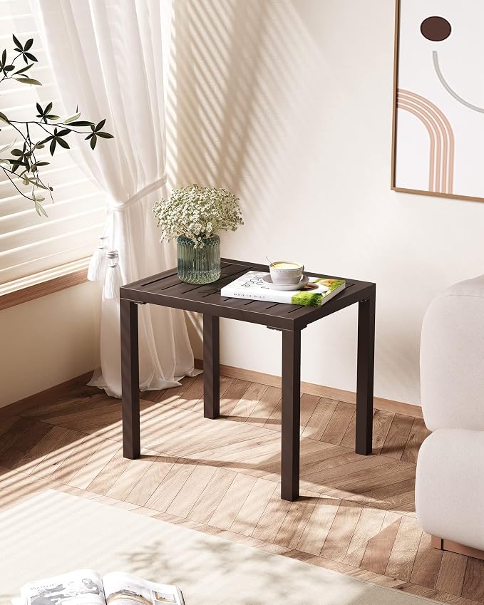 Crestlive Products Outdoor Side Table, Aluminum Rectangular End Table, Easy - Image 7