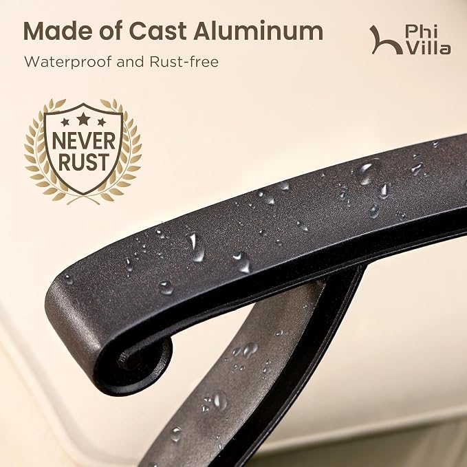 PHI VILLA Outdoor Swivel Bar Stools Set of 4, Cast Aluminum Patio Pub Height - Image 5