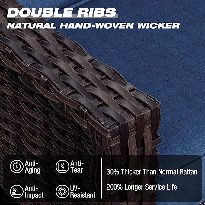 Joyside Wicker Patio Furniture Sets, 4 Pieces Upgraded Large Size Outdoor - Image 4