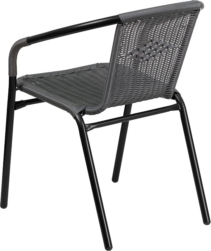 Flash Furniture Lila Modern Rattan Indoor/Outdoor Stackable Dining Chairs - Image 8