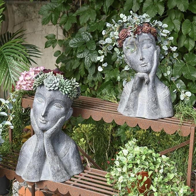 Newman House Studio Succulents Face Planters Pots Head - Image 8