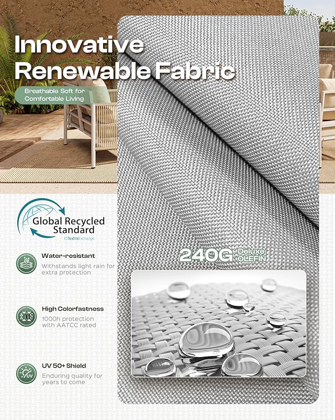Aluminum Outdoor Patio Couch Loveseat, HDPE Rope Patio Sofa - Image 5