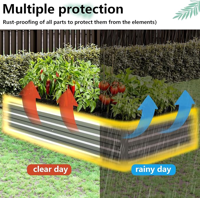 Vengarus 2 Pack 12x4x1FT Galvanized Raised Garden Bed Kit, Outdoor Metal - Image 6