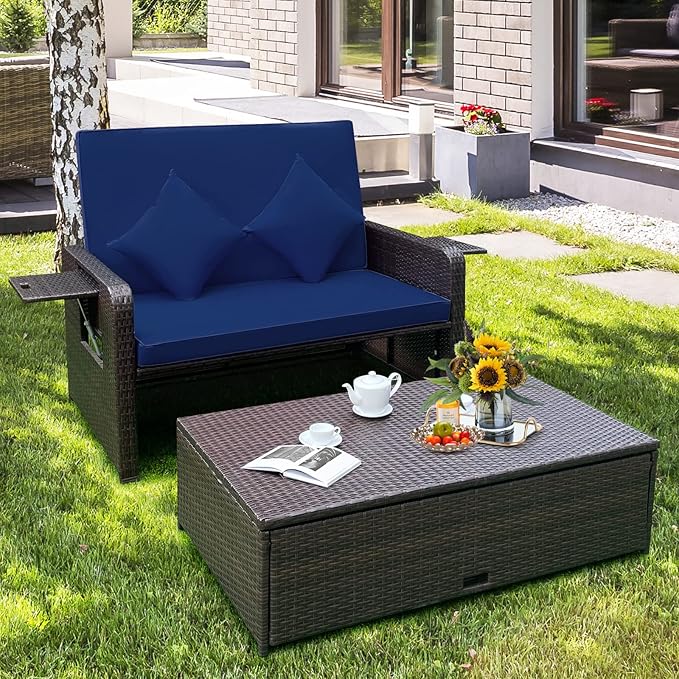 COSTWAY Patio Rattan Daybed - Image 2