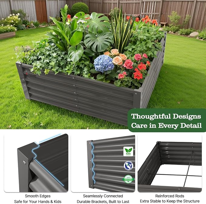 A ANLEOLIFE Set of 8, 18 Inch Tall Quartz Grey Raised Garden Beds Kit, L-Shaped - Image 5