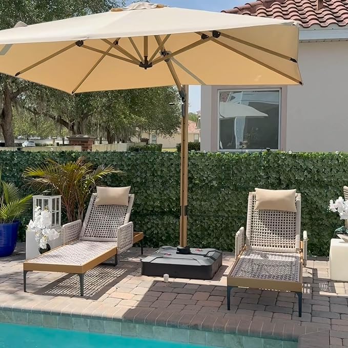 PURPLE LEAF 3 Pieces Outdoor Chaise Lounge Set Rattan Wicker Lounger - Image 2
