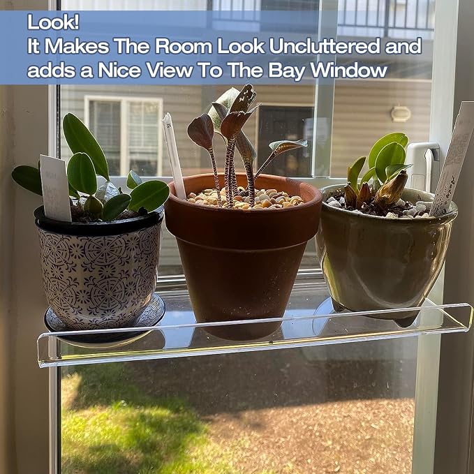 2 Pack 12 Inch Acrylic Window Boxes Plant Shelves, - Image 7