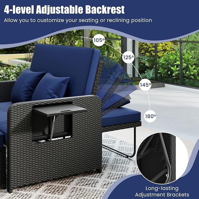 HAPPYGRILL Patio Rattan Wicker Daybed - Image 4