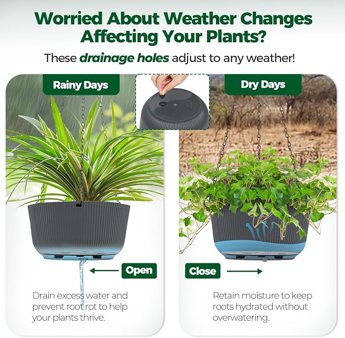T4U 10 Inch Hanging Planters for Indoor Outdoor Plants, Hanging Plant Pot Pack - Image 5