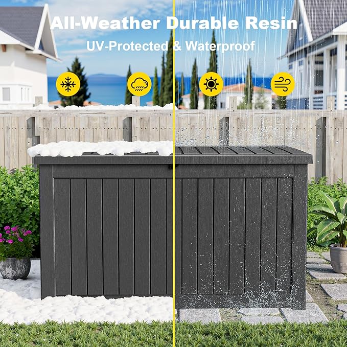 ROJIK Outdoor Storage Housing Deck Box, Waterproof Patio Furniture, Garden Tools - Image 5