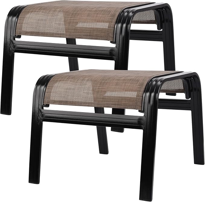 Patio Ottoman Outdoor Footstools Assembled Aluminum Footrest Small Seat by Deguifei