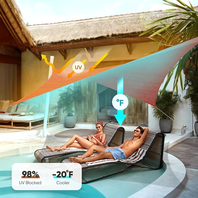 Quictent 12x16ft 185G HDPE Rectangle Sun Shade Sail Canopy 98% UV Block Outdoor - Image 3