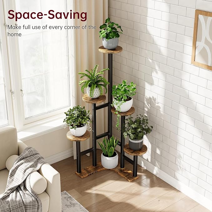 Corner Plant Stand Indoor with Grow Lights, 6 Tiered Corner Plant Shelf Flower - Image 6
