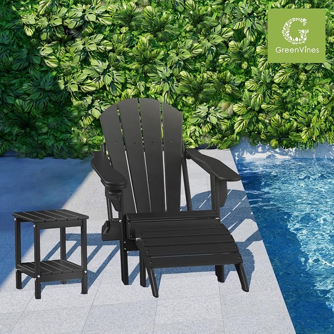 GREENVINES Adirondack-Outdoor-Side-Table | Set of 4 | 14 x 13 Inches | HDPE - Image 2