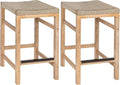 JONATHAN Y CSL1201A-SET2 Armand 25.6" Modern Coastal Backless Acacia Wood by JONATHANY