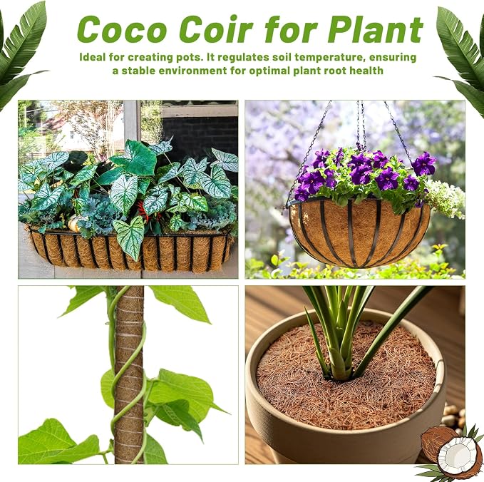 Remiawy Coco Liner Fiber Roll, 16 x 40 Inch Natural Coconut Coir Liner Sheet - Image 4