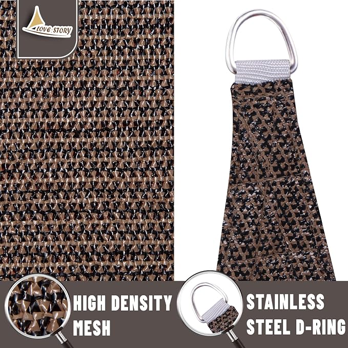 LOVE STORY Custom Size 6'x9' Brown Sun Shade Sail Rectangle UV Block Canopy - Image 5