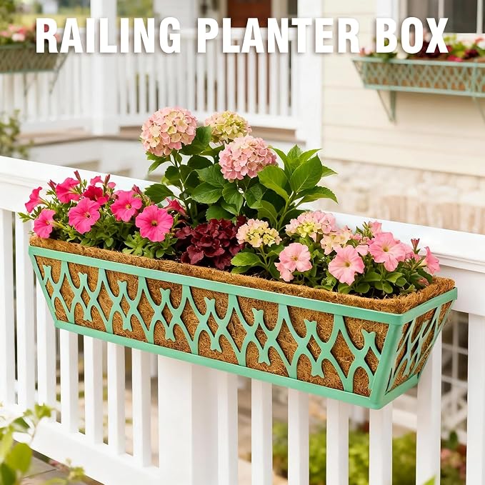 2 Pack 30 Inch Window Boxes Planters Railing Planter Box - Image 4