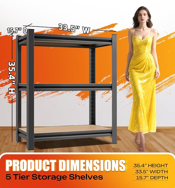 AOAORRG Set of 2 Garage Shelving Heavy Duty Storage Shelves, Metal Adjustable - Image 3
