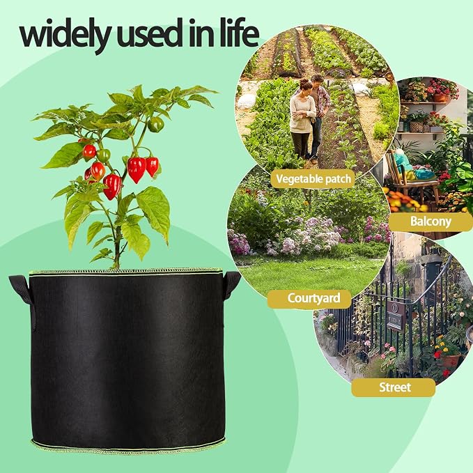 2-Pack 50 Gallon Plant Grow Bags, Thickened Nonwoven Fabric Pots - Image 7