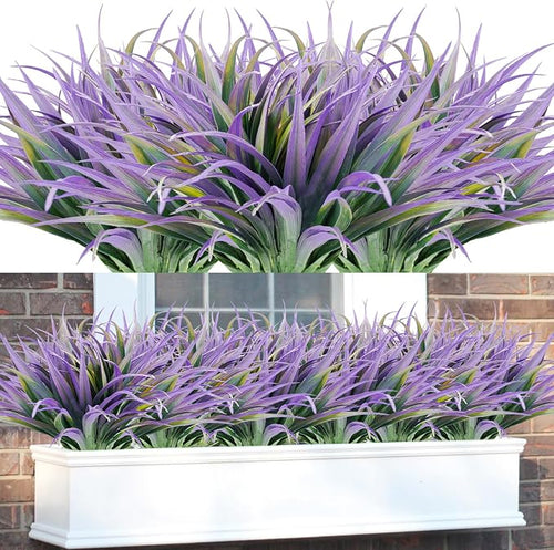 16Pcs Artificial Grass Fake Plants 17.3in Outdoor Plants UV Resistant Faux by Phliofd