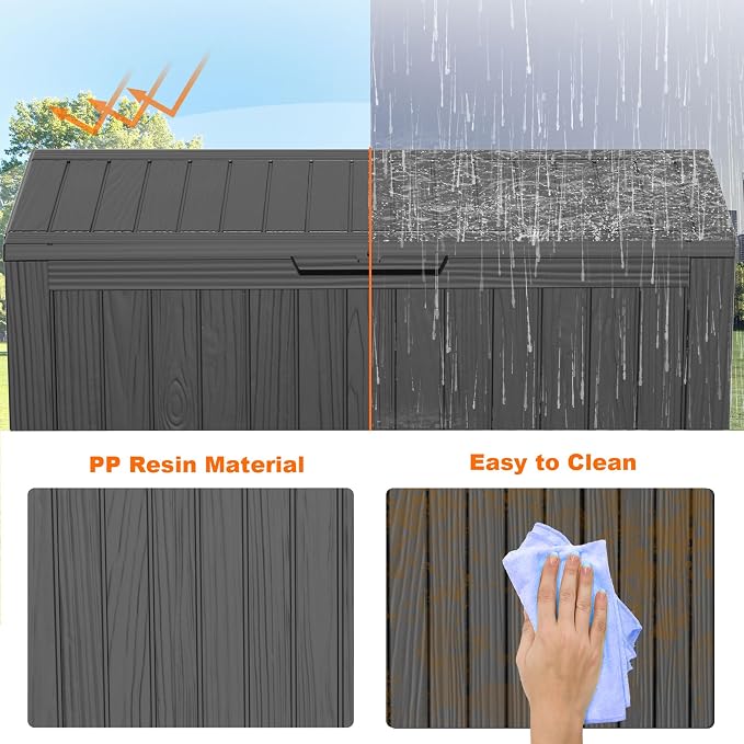 75 Gallon Resin Deck Box, Lockable Patio Outdoor Storage Box - Image 3