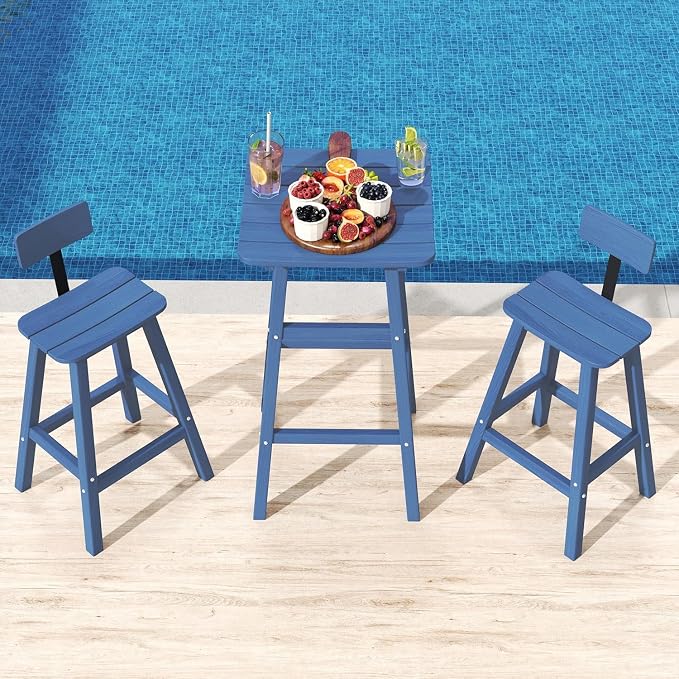 Bar Height Chairs Set of 2, HDPE Bar Height Outdoor Chairs, Weather Resistance - Image 2