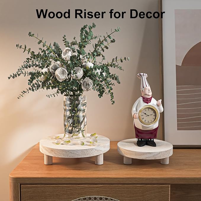 Wood Plant Stand Indoor Outdoor, 12/10/8/6" Round Wood Riser - Image 7