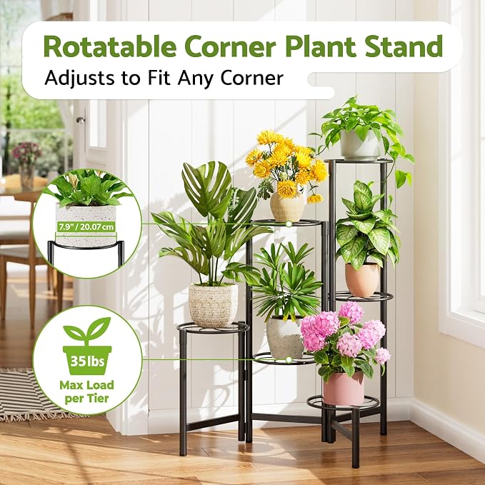 Outdoor Plant Stands for Patio Corner Tall Plant Stand Indoor Metal Flower Pot - Image 2
