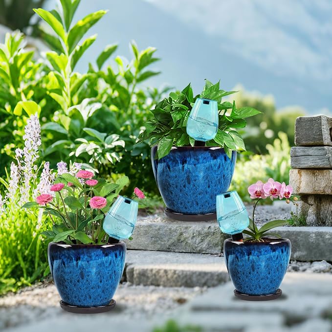 Ceramic Pots for Plant with Self Watering Globes, 10 inch Planters for Indoor - Image 2