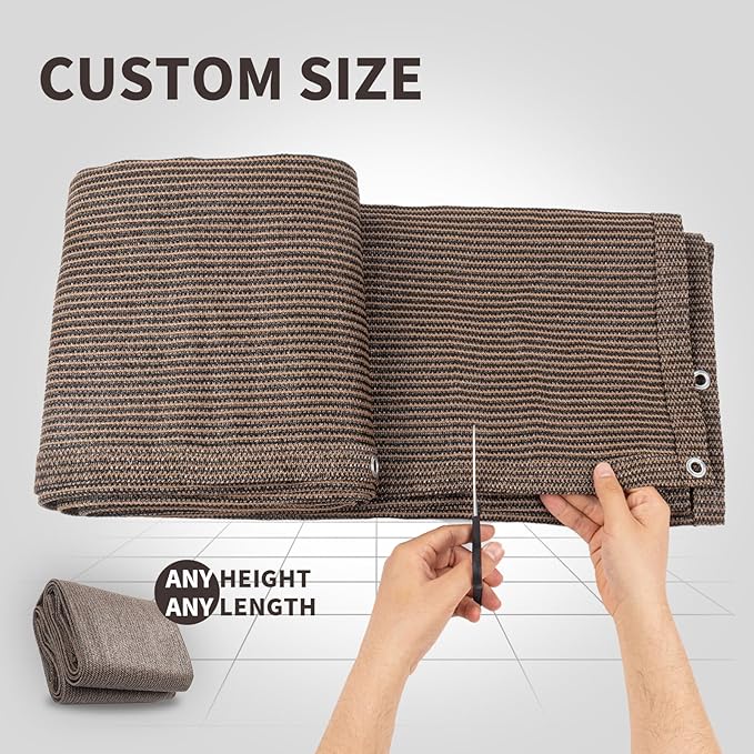 LOVE STORY Custom Size 3.3'x11' Brown Balcony Privacy Screen, UV Block Privacy - Image 2