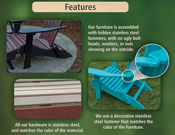 Poly Lumber Wood 4FT Porch Swing Amish Craftsmandship Made in USA HDPE - Image 4