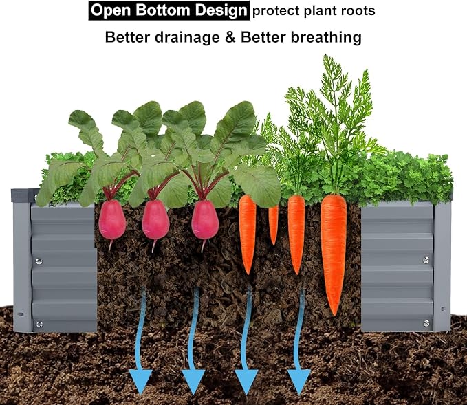 2 Pack 8x4x1FT Galvanized Raised Garden Bed Kit, Outdoor Metal Planter Box - Image 5
