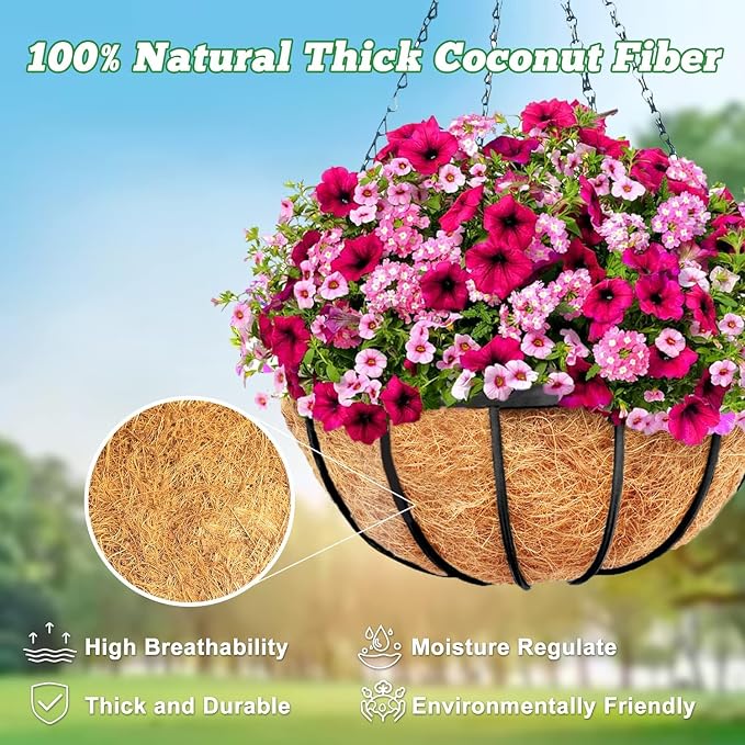 Y&M 4PCS 16" Round Coconut Fiber Liner Pre-Formed Replacement - Image 7