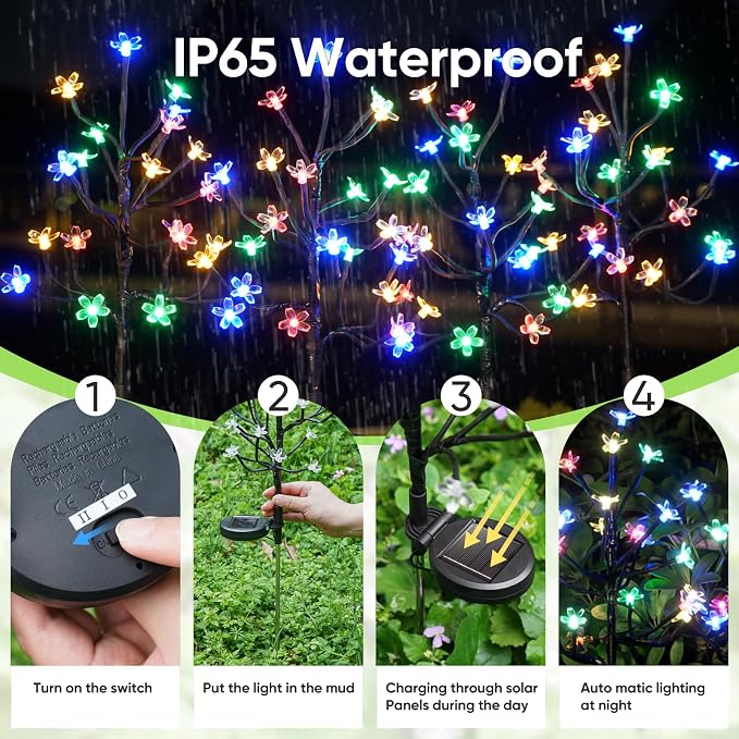 Solar Garden Lights Garden Decor, Solar Flowers Outdoor Decorative, Pathway - Image 2