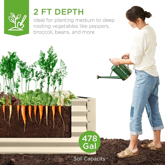 Best Choice Products 8x4x2ft Outdoor Metal Raised Garden Bed, Deep Root Planter - Image 3
