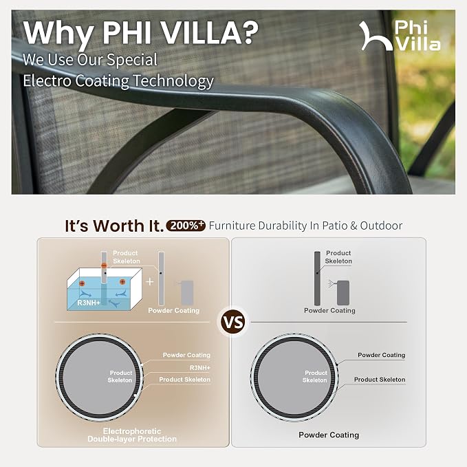 PHI VILLA Outdoor Bar Stools Swivel Set of 2, Outdoor Bar Height Tall Patio - Image 9