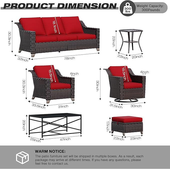Joyside Wicker Patio Furniture Sets, 9 Pieces Upgraded Large Size Outdoor - Image 2