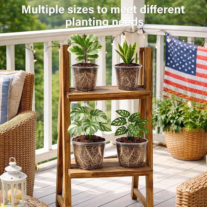 8 Packs 8 Inch Reinforced Large Clear Nursery Pots - Image 7