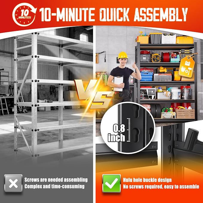 Set of 2 71"H Garage Shelving-5 Tier Garage Storage Shelves, Adjustable Heavy - Image 5