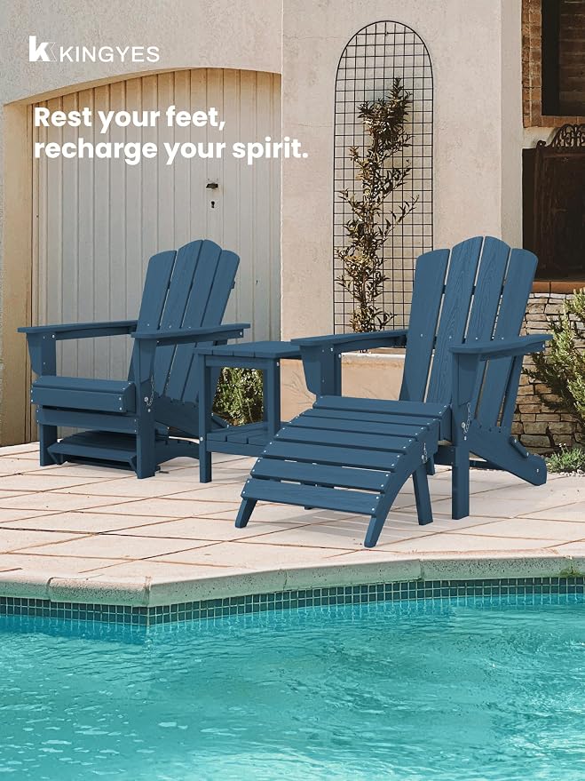 KINGYES Folding Adirondack Ottomans Set of 2 - Image 4