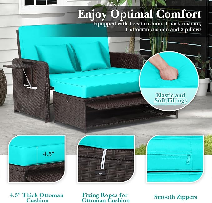 COSTWAY Patio Rattan Daybed - Image 6