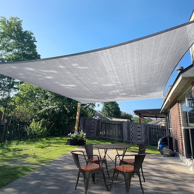 SUNLAX Sun Shade Sail 8' x 10' Silver Grey Rectangle Canopy Sail Shade Cover UV by SUNLAX